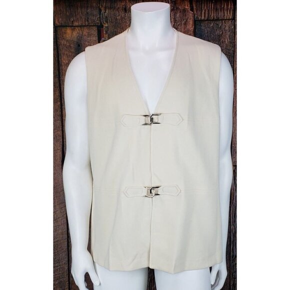 VTG Deadstock Mr Alex Vest Mens 44 Ivory Sleeveless Shirt New with tags - Picture 1 of 10